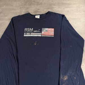 Sea‎ Island RSM Classic Golf T-Shirt Mens XXL Navy Blue Long Sleeve Distressed